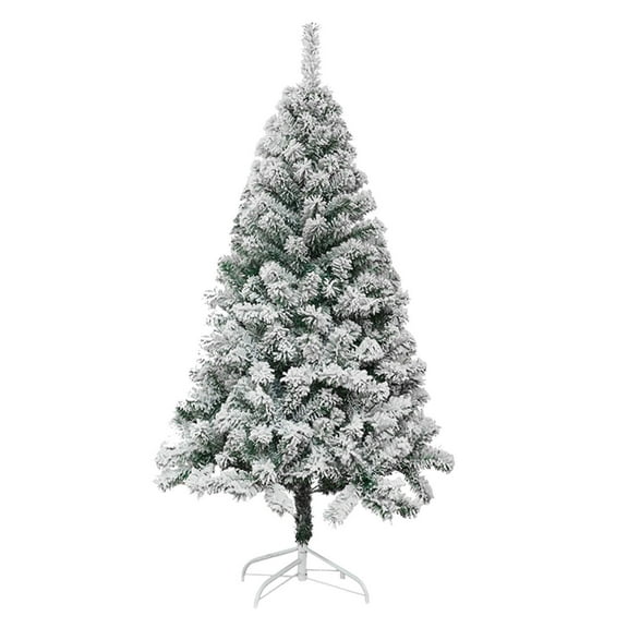 EGNMCR 3.94Ft Snow Christmas Tree , Premium Artificial Spruce Hinged Christmas Tree with White Heavy Snow Flocking, Lightweight and Easy to Assemble with Christmas Tree Metal Stand Happy New Year