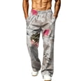 thumbnail image 2 of Wide Leg Camouflage Jogger Pants for Men Baggy Elastic Waist All Season Workout Hiking Sweatpants with Pockets Gray XL, 2 of 7