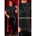 thumbnail image 4 of DARING DIVA Men's Velvet Crew Neck Short Sleeve Tee Tops Disco Velour T Shirts S Black, 4 of 6