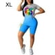 thumbnail image 1 of Conjunto de ropa deportiva para mujer Conjunto de pantalones cortos con top de yoga Camiseta deportiva de manga corta, Azul, XL kenally  AP002243-12, 1 of 7