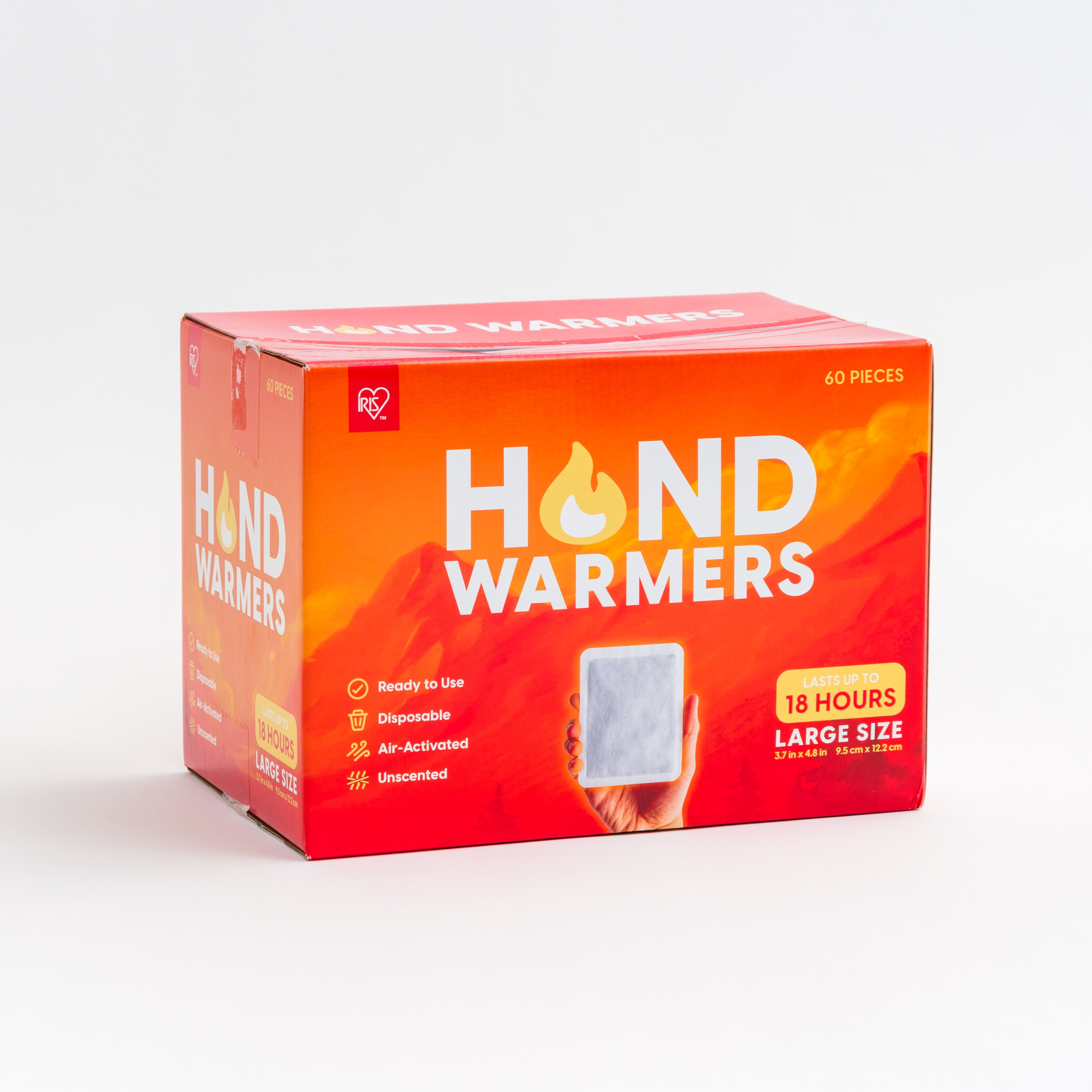 IRIS USA, Inc. Hand Warmers – Large, 60 Individual Warmers, Long-Lasting Up to 18 Hours for Warm and hot Hands - On The Go, Disposable, Handwarmers for Hands and Feet, Winter Essentials, White