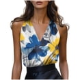 thumbnail image 1 of Camiseta Elegante de Satén con Escote en V Profundo para el Vestido de Noche de Capas para Mujer, 1 of 5