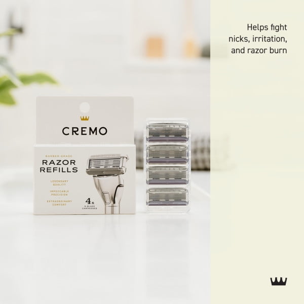 Cremo Barber Grade Razor & Durable Steel Razor Refill Cartridges Variety Pack