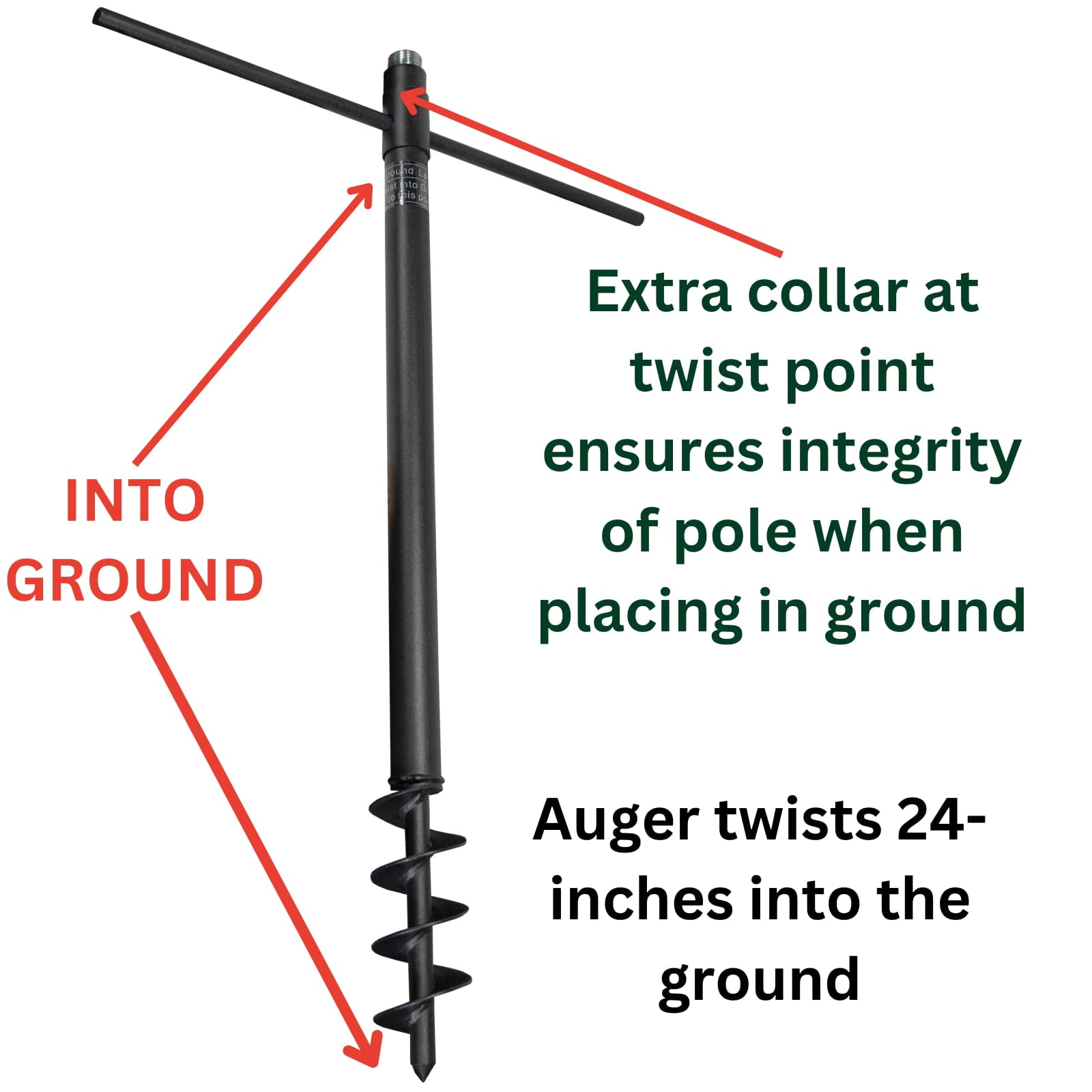 Universal Mounting Pole Kit - Great for post-mounted Bird Houses and Bird Feeders, Heavy Duty Pole with Threaded Connections with 12" Pole Extender