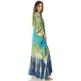 thumbnail image 4 of Sakkas Catia Women's Boho Casual Long Maxi Caftan Dress Kaftan Cover-up LougeWear - 17-Green - One Size, 4 of 5