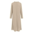 thumbnail image 4 of zaveiop Women's Long Sleeve V-Neck Loose Plain Maxi Dresses Casual Long Dresses with Pockets (Beige, XL), 4 of 7