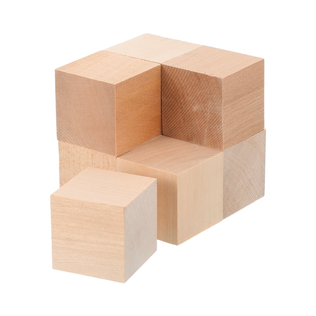 Uxcell 8Pcs Bloque de madera de tilo para tallar 1.6"x1.6"x1.6" Bloques de madera cuadrados para bricolaje