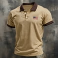 thumbnail image 4 of Men's Patriotic Vintage Polo Shirt for US 250th Anniversary with Contrast Collar and Sleeve Cuffs Featuring American Flag Embroidery Short Sleeve Design&nbsp; Khaki XL, 4 of 4