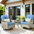 thumbnail image 3 of XIZZI Wicker Outdoor Patio Furniture 9 Pieces All-Weather Rattan Conversation Set High Back Patio Sectional Sofa with Swivel Chairs for Backyard, Diamond Blue, 3 of 10