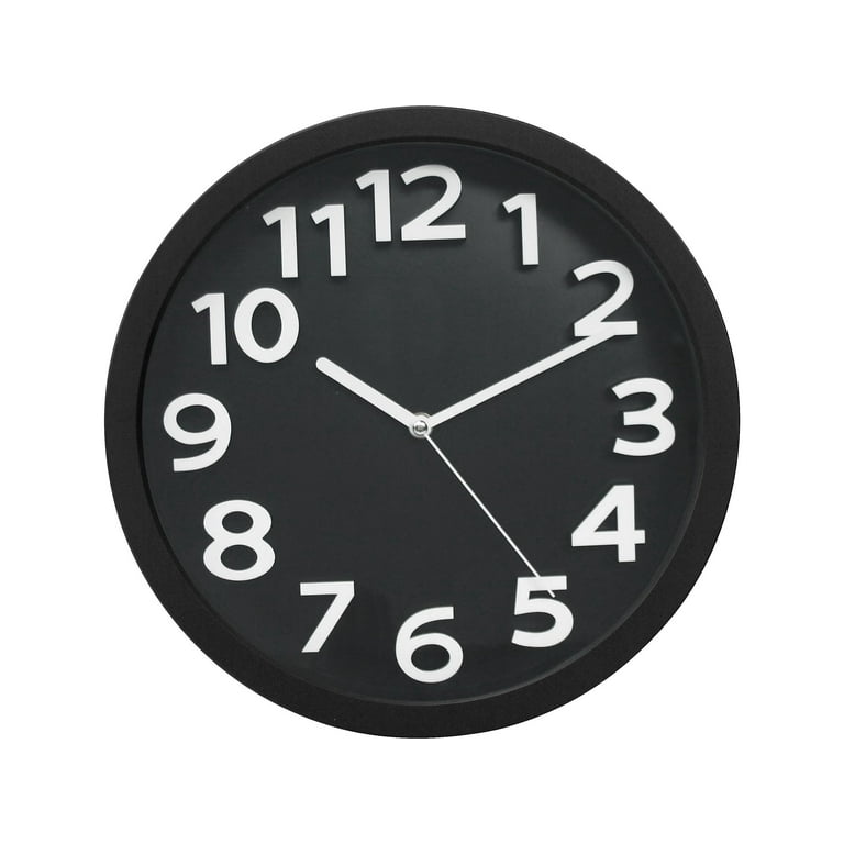 Wall Clock with Raised Numerals and Silent Sweep Dial, 13' Overall Diameter, White Case, White Face, 1 AA (sold separately) Wall Clock with Raised Numerals and Silent Sweep Dial, 13' Overall Diameter, White Case, White Face, 1 AA (sold separately)