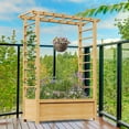 thumbnail image 6 of Slsy 63" Raised Garden Bed with Arch Trellis, Wooden Planter Box with Hanging Roof & Drainage Holes, Indoor Outdoor Elevated Planter for Vine, Climbing Plants, Flowers, Patio & Garden, 6 of 10