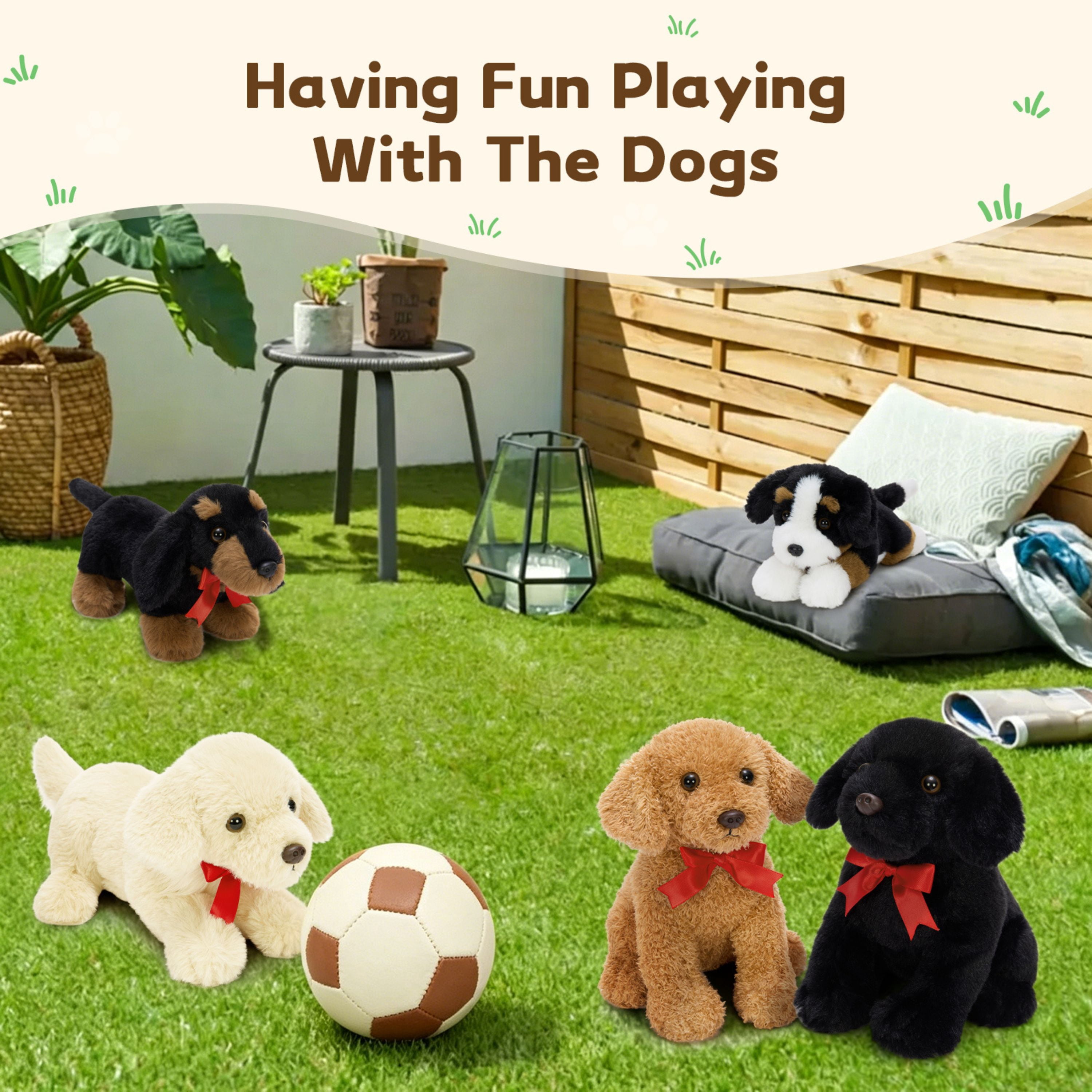 Muiteiur 5Pcs Cute Puppy Plush Toy Set 13.8" Bulk Dog Stuffed Animal