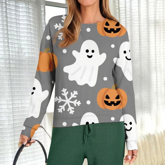 Sweatshirt for Women Winter Women's Printed Neck Fashion Casual Comfortable Sweatshirt Long Sleeve Loose Basic Clothing