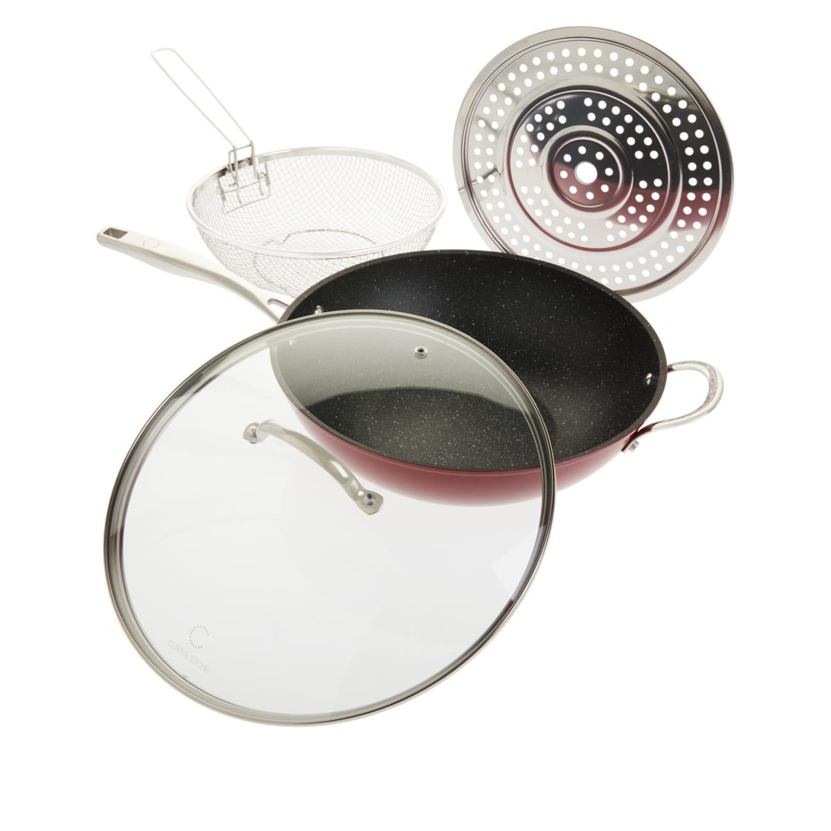 Curtis Stone DuraPan 5Quart 4piece Nonstick Chef's Skillet Set Model