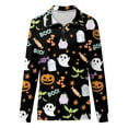 thumbnail image 4 of Femmes Causal Zip Pull Col Manches Longues Sweatshirts Halloween Print Activewear Veste de Course Vin XL, 4 of 5