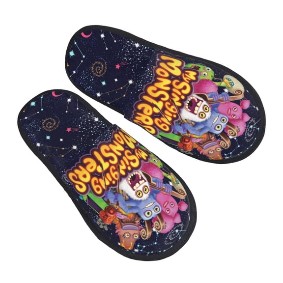 My Singing Monsters Furry Slippers For Men Women Fuzzy House Slippers Winter Anti-Slip Indoor And Outdoor Slip On Shoes Medium