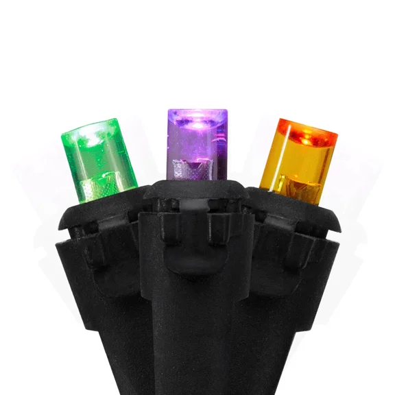 Northlight 50 Count Purple, Green And Orange Led Christmas Lights, Black Wire