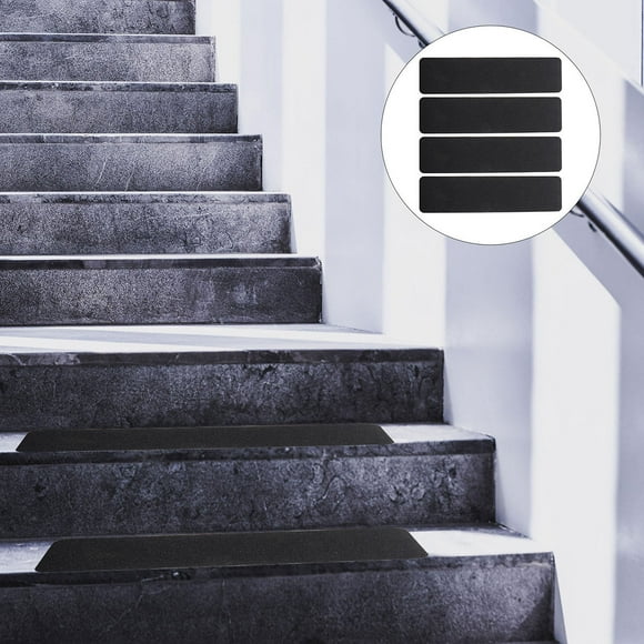 SWETRACE 4Pcs Black Adhesive Stair Grip Tape PVC Material Non Slip Tread Strips for Home Use