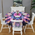thumbnail image 2 of Colorful Tie Dye Mandala Pattern Round Tablecloth 60"x60",Wrinkle Wipeable Table Cloth for Kitchen Dining Room Picnic Patio Party, 2 of 6