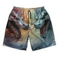 thumbnail image 2 of Honeii's White And Red Storm Dragon Print Men's Casual Shorts with Drawstring，Swim Trunks Quick Dry Beach Shorts, 2 of 5