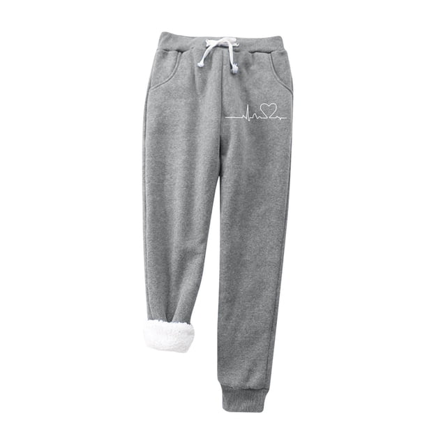 Gibobby Pantalones para mujer Pantalones para mujer, más cálidos, de terciopelo sólido con bolsillos, para mantener el calor, pantalones de cintura alta(Gris,M)