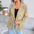 thumbnail image 2 of Ladies Work Suit Button Down Pockets Jacket V Neck Cardigan Single Breasted Outwear Comfy Loose Blouse Solid Color Blazer, 2 of 6