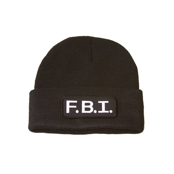 Delux Military 3D Embroidery Law Enforcement CUFF Beanie FBI Tab Patch, Black