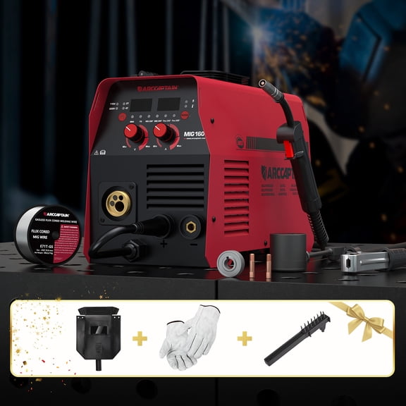 ARCCAPTAIN 4-in-1MIG Welder, 160A Welder Machine 110V 220V, Flux Core MIG/Gas MIG/Lift TIG /Stick Welding Machine with Synergy, Multiprocess Gas MIG Welder Equipment
