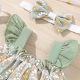 thumbnail image 4 of Girls Romper Green Small Flying Sleeve Climbing Bow Headband Bag Fart Polyester Floral Mesh Onsies Green 12 Months-18 Months, 4 of 7
