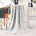 thumbnail image 2 of White Gold Leaf Hexagon Marble Pattern Blanket,Comfortable Soft Flannel Throw Blanket,All Season,Warm Lightweight Blankets for Sofa Bed Couch Living Room Chair,40"x50", 2 of 4