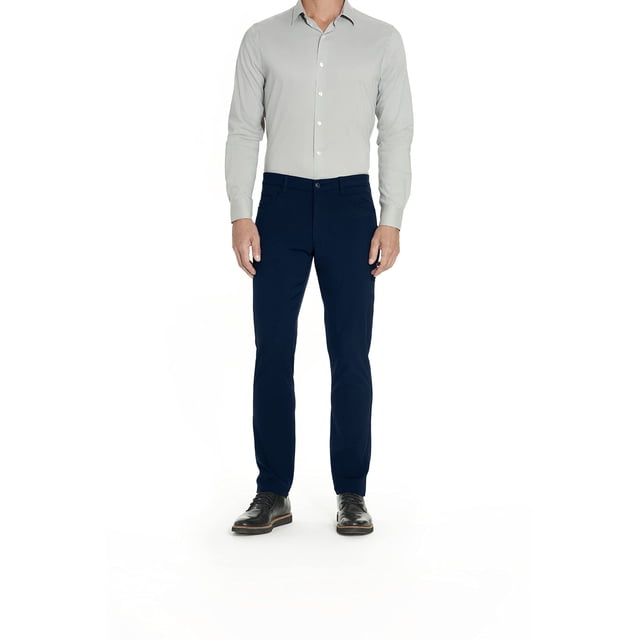 Van Heusen - Pantalón elástico en 4 direcciones para Hombre, Azul Marino, 32W x 32L