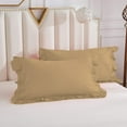 thumbnail image 5 of DNG Creations 3 Piece Vintage Ruffle Duvet Cover 100% Egyptian Cotton, 800 Threads Count - With Zipper & Corner Ties ( Oversized Queen - Solid Taupe ), 5 of 7