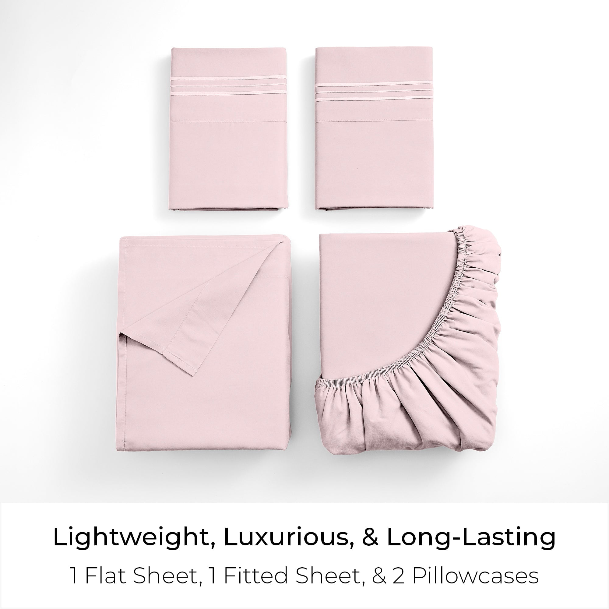 Mellanni 4-Piece Iconic California King Bedsheet Set - Microfiber, 16" Deep Pocket, Cooling, Wrinkle, Fade, Stain Resistant, Blush Pink