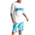 thumbnail image 1 of Mangas de Mano para Hombres, Impresión Hawaiana Suelta Casual, Pantalones Cortos Deportivos de Cintura Elástica Y Set de Blusa, 1 of 5