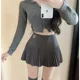 thumbnail image 2 of Falda corta estilo americano de talle alto que adelgaza la línea A para mujer, nueva falda de lana plisada blanca para desplazamientos diarios otoño/invierno, 2 of 4