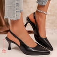 thumbnail image 4 of Hinvhai Womens Slingback Kitten Heels Shoes Versatile Closed Pointed Toe Pumps Wedding Party Dress Shoes Black 6(37), 4 of 7