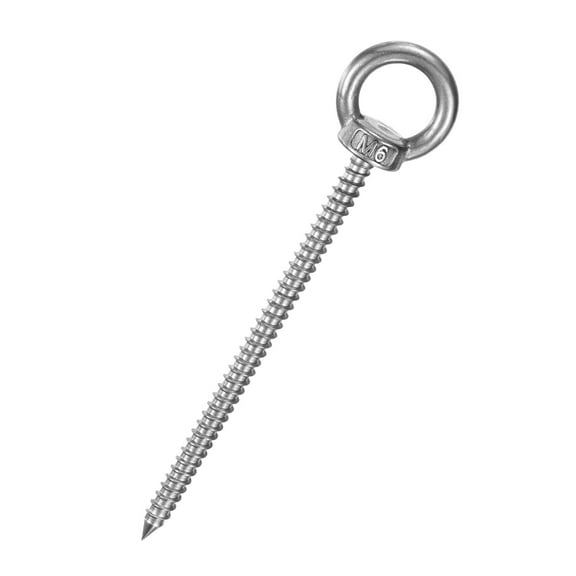 Uxcell 1-Pack 304 Stainless Steel Eyebolt M6x100mm Shoulder Lifting Eye Bolt for Wood Securing/Swing/Hanging Hammocks Silver