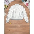thumbnail image 5 of HULIJA Girls Boys Shiny Metallic Long Sleeve Bomber Jacket Jazz Hip-hop Street Dance Top Coat Silver 6, 5 of 8
