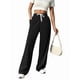 thumbnail image 2 of Pantalones Deportivos Holgados de Cintura Alta con Cordón Ajustable para Mujer, Pantalones Deportivos de Pierna y Bolsillos Negro M, 2 of 7