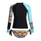 thumbnail image 4 of Traje De Baño De Manga Larga Para Mujer, Traje De Baño De Bloque De Color, Traje De Baño Estampado De Cuello Redondo Suave A La Moda Yuarrent OD016131-08, 4 of 6