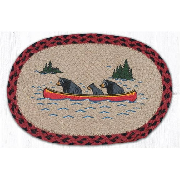 Capitol Importing 81-396BC 10 x 15 in. Bears in Canoe Printed Oval Swatch Rug