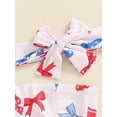 thumbnail image 6 of Suealasg Baby Girl 4th of July Outfit Short Sleeve Star Bow Print Romper Headband 3 6 12 18 Months Infant Summer 2Pcs Clothes, 6 of 7