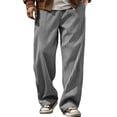 thumbnail image 2 of Zynoxe Men's Corduroy Pants with Side Pockets Plus Size Solid Color Full Length Pants Elastic Waist Drawstring Casual Trousers Lightweight Relaxed Wide Leg Pants for Men M, 2 of 9