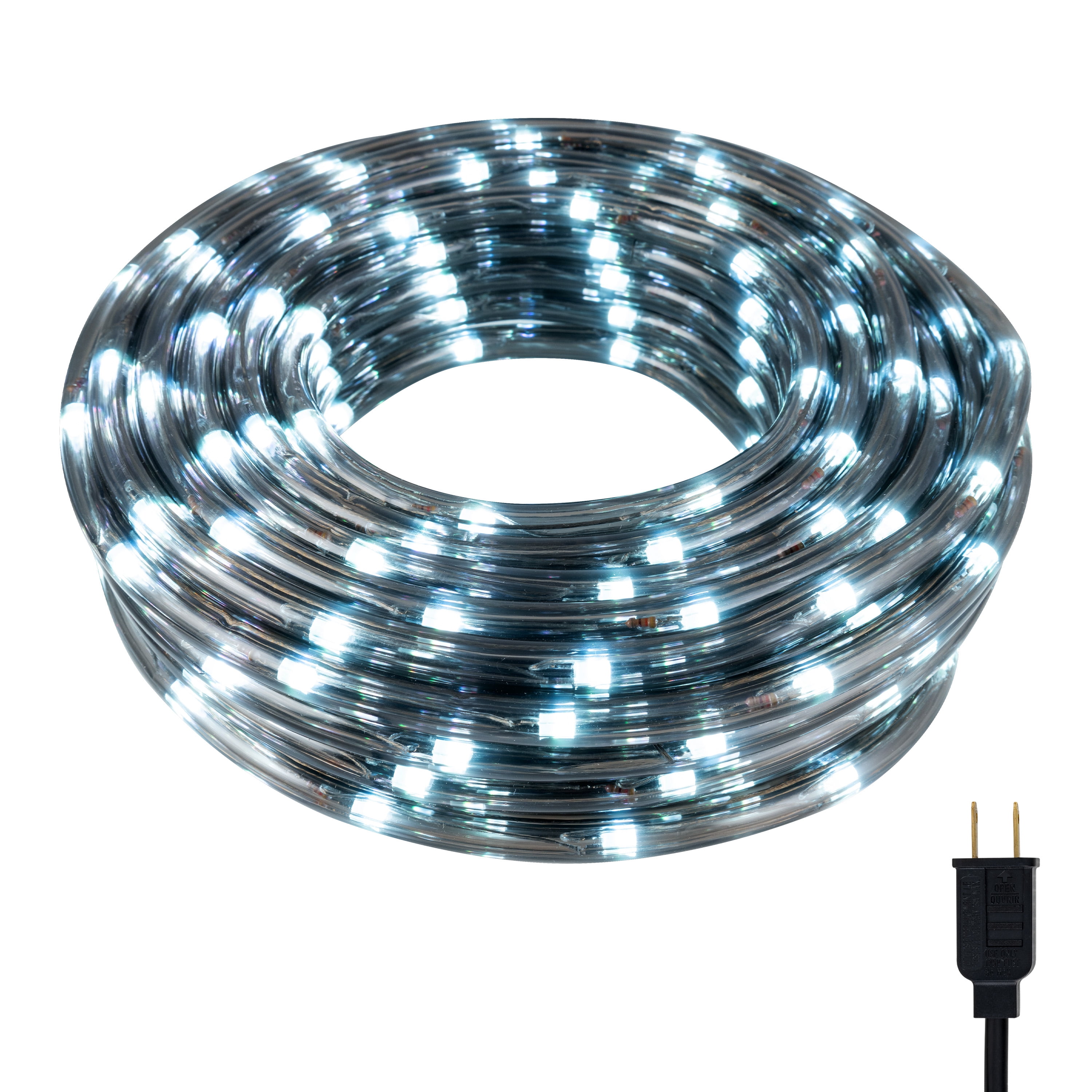 UltraPro LED Plug-in Rope Light, 50ft Premium Smoke, Cool White Light 5000K, Outdoor Lighting