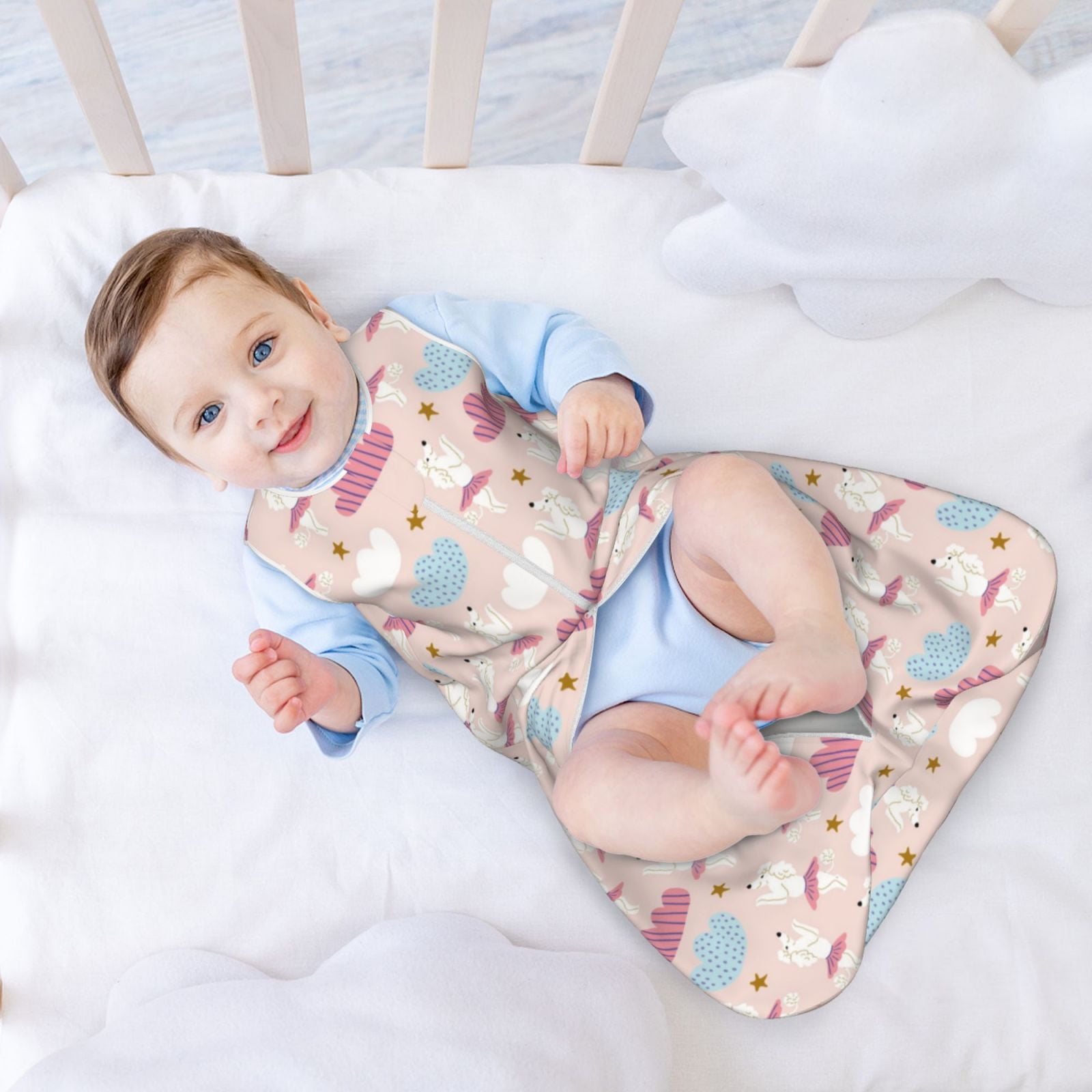 Rateoe Poodle In Ballet Skirts Dancing Print Cotton Baby Sleep Sack, Baby Sleeping Bag with Two-Way Zipper,Wearable Blanket for Newborn Baby Boys and Girls-X-Large