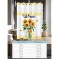 thumbnail image 6 of No Hook Cloth Fabric Shower Curtain with Snap in Liner, Spring Sunflower Waterproof Shower Curtains Set with See Through Top Window, Yellow Butterfly Plaid Botanical Bath Curtains Shower 54"x78", 6 of 6