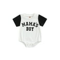 thumbnail image 1 of Faithtur Bébé Garçons Été Casual Romper Manches Courtes Col Rond Lettre Impression Patchwork Playsuit, 1 of 8