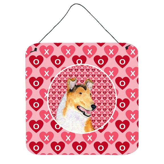 Collie Smooth Hearts Love and Valentines Day Portrait Wall or Door Hanging Prints