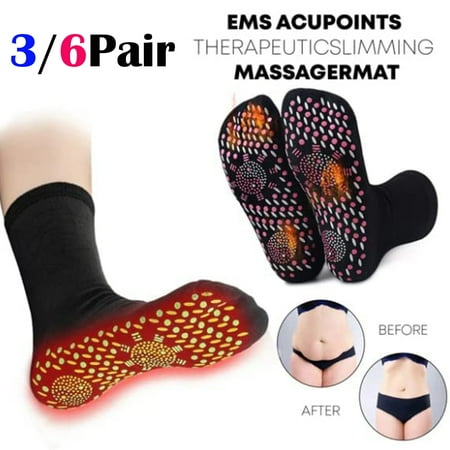 

Naierhg 3/6Pairs Mid-tube Socks Unisex Tourmaline Self-Heating Warm Socks Non-slip Relieve Fatigue Stretchy Floor Sock