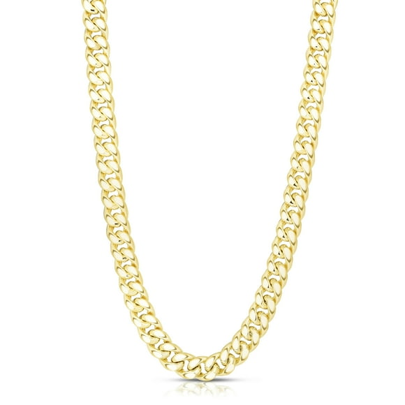 14k Yellow Gold Miami Cuban Link Chain Necklace, 6.9mm, 24"